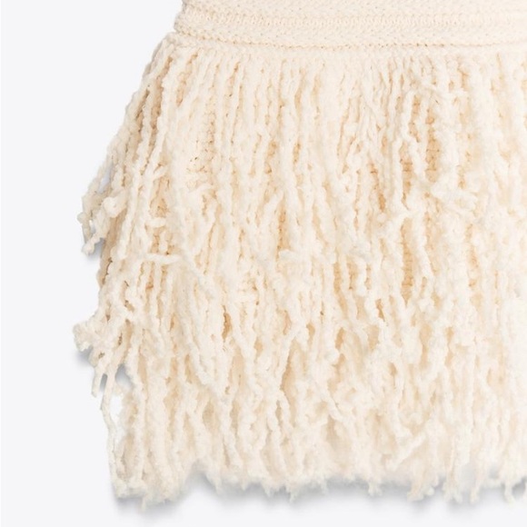 ZARA CHECKERED KNIT JACKET WITH FRINGE - Picture 10 of 13